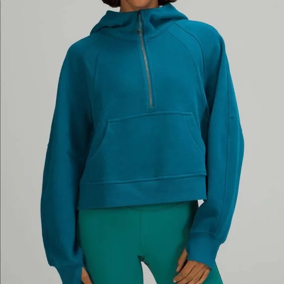 NWT Scuba Oversized 1/2 Zip Hoodie Color Capri - Picture 1 of 11